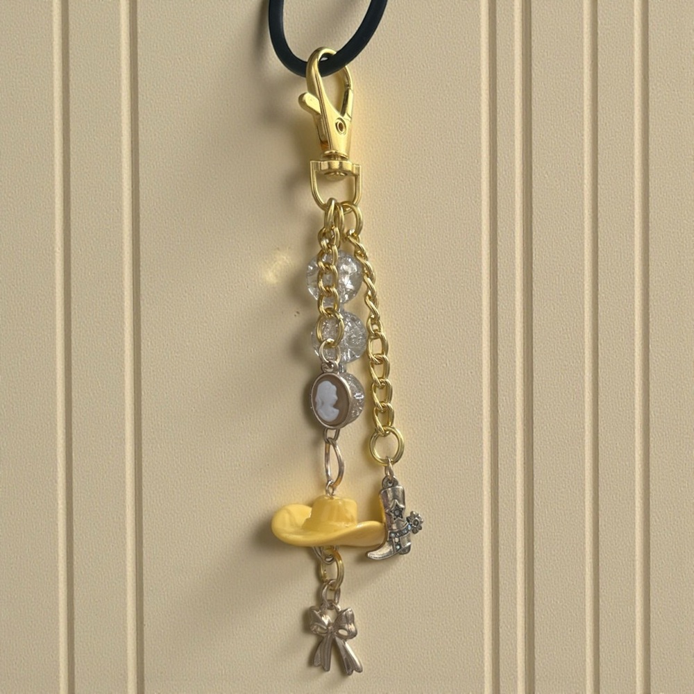 Western Yellow Bag Charm - Gold